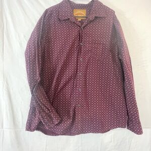 Red Camel Shirt Mens 2XL Burgundy Long Sleeve Button Front Geometric Print‎